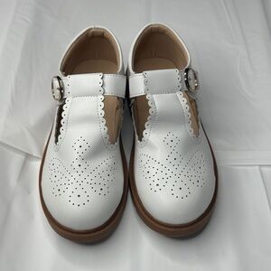 White Kids Shoes with Brown Sole